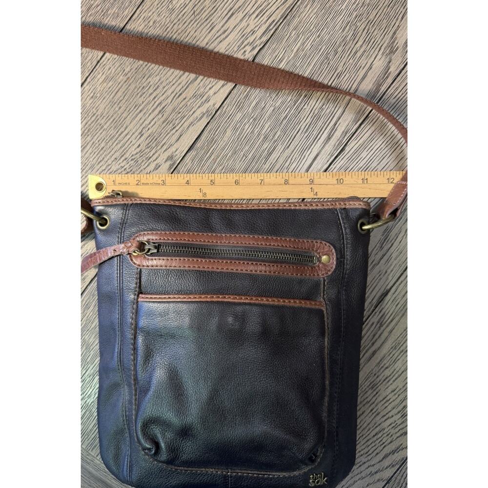 The Sak Iris Leather Crossbody Purse Shoulder Bag Black & Brown Adjustable Strap - Picture 10 of 13
